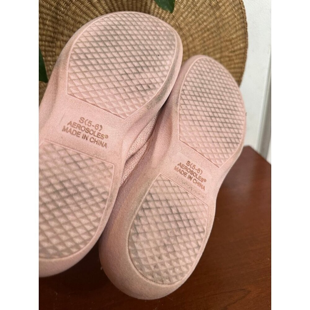 Aerosoles Pink Knit Slippers with Bow – Size Small (5-6) - Picture 10 of 12
